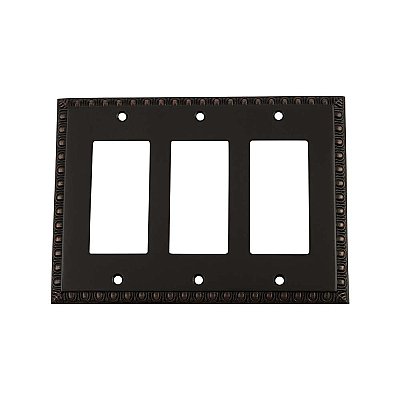 Solid Brass Egg & Dart Switchplate - Timeless Bronze - Triple GFCI