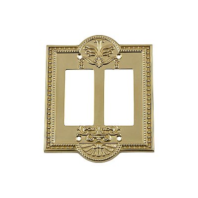 Solid Brass Meadows Switchplate - Unlacquered Polished Brass - Double GFCI
