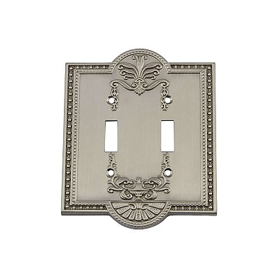 Solid Brass Meadows Switchplate - Satin Nickel - Double Toggle