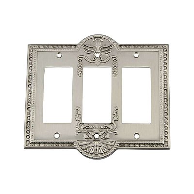 Solid Brass Meadows Switchplate - Satin Nickel - Triple GFCI