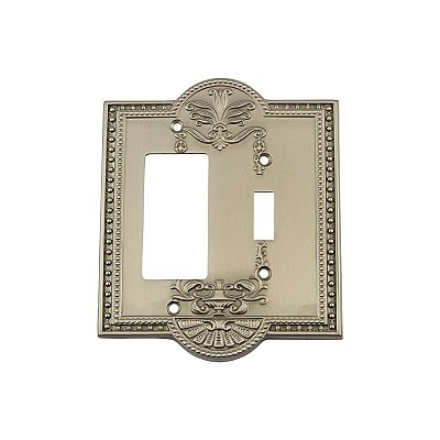 Solid Brass Meadows Switchplate - Satin Nickel - GFCI/Toggle