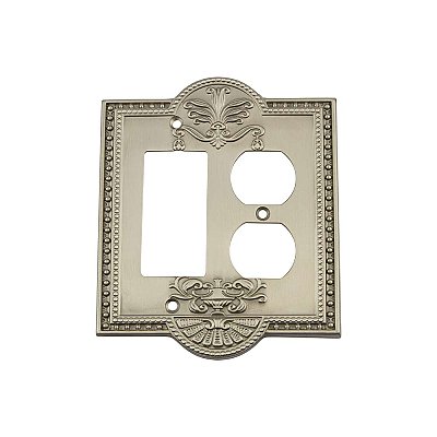 Solid Brass Meadows Switchplate - Satin Nickel - Duplex/GFCI