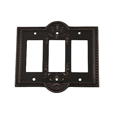Solid Brass Meadows Switchplate - Timeless Bronze - Triple GFCI