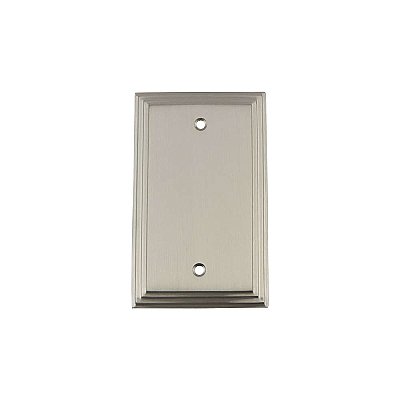 Solid Brass Deco Switchplate - Satin Nickel - Single Blank