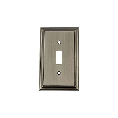 Solid Brass Deco Switchplate - Antique Pewter - Single Toggle