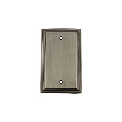 Solid Brass Deco Switchplate - Antique Pewter - Single Blank