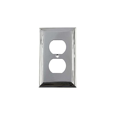 Solid Brass Deco Switchplate - Bright Chrome - Single Duplex