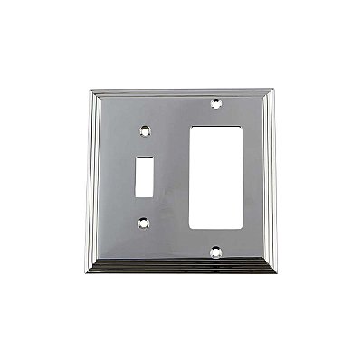 Solid Brass Deco Switchplate - Bright Chrome - GFCI/Toggle