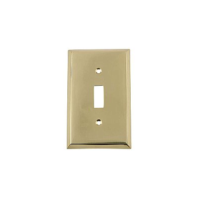 Solid Brass New York Switchplate - Unlacquered Polished Brass - Single Toggle