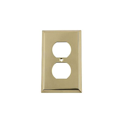 Solid Brass New York Switchplate - Unlacquered Polished Brass - Single Duplex