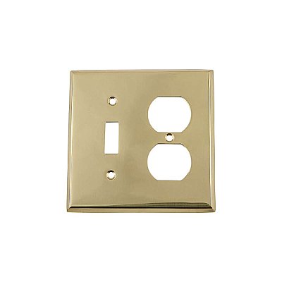 Solid Brass New York Switchplate - Unlacquered Polished Brass - Duplex/Toggle