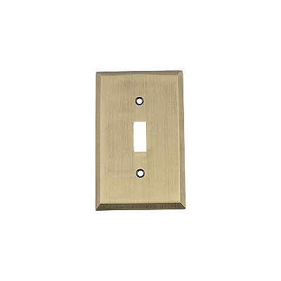 Solid Brass New York Switchplate - Antique Brass - Single Toggle