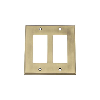 Solid Brass New York Switchplate - Antique Brass - Double GFCI