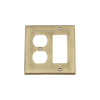 Solid Brass New York Switchplate - Antique Brass - Duplex/GFCI