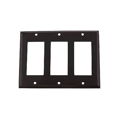 Solid Brass New York Switchplate - Timeless Bronze - Triple GFCI