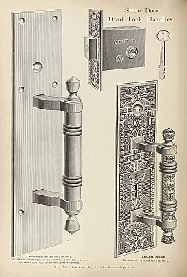 Antique Cast Brass Store Door Pull in "Arcadia" Design By Sargent & Co. - Circa 1888