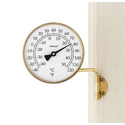Vermont Dial Window Thermometer, Living Finish Brass