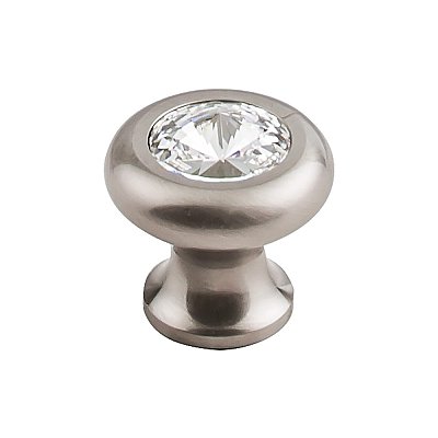 Hayley Crystal Cabinet Knob - Brushed Satin Nickel - 1-3/16" Diameter