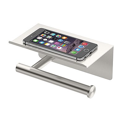 Gatco Latitude Minimalist Toilet Paper Holder With Cell Phone Shelf - Satin Nickel