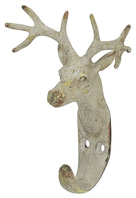 Pewter Deer Wall Hook - Antique White