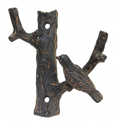 Cast Iron Bird on Branch Hook
