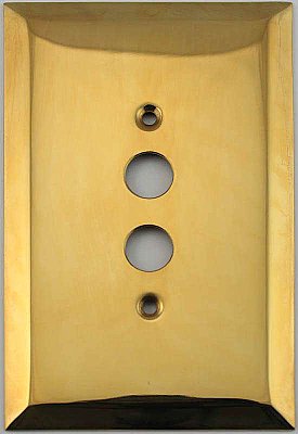Jumbo Oversized Unlacquered Brass Stamped Single Pushbutton Switchplate / Cover Plate