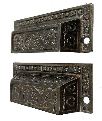 Pair of Antique Cast Iron Bin or Drawer Cup Pulls by P. & F. Corbin - Circa 1895