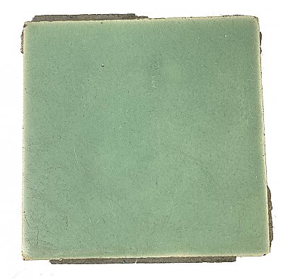 Antique Green Porcelain Tile 4-1/4" x 4-1/4" Sold Each - Circa 1920