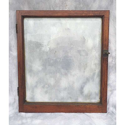 Antique Single Oak Beveled Glass Cabinet Door