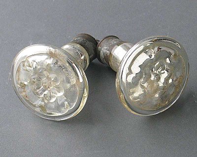 Pair of Antique Mercury Glass Drapery or Curtain Tiebacks - Circa 1850
