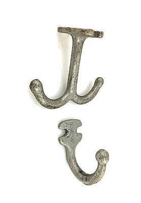 Antique Set of Two Pot Metal Hooks