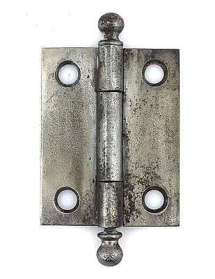 Antique Pair of Steel Ball Tip Cabinet Hinges 1-1/2" x 1-15/16"