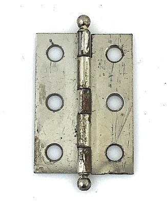 Antique Set of Two Chrome Cabinet Hinges 1-3/8" x 2"
