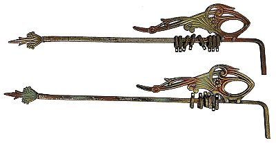 Antique Polychrome Swing-Arm Decorative Curtain Rod (NO Bracket) - Circa 1920