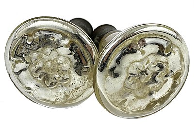 Pair of Antique Mercury Glass Drapery or Curtain Tiebacks - Circa 1850