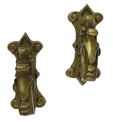 Pair of Antique Cast Bronze Belgian Drapery or Curtain Tiebacks - Circa 1890