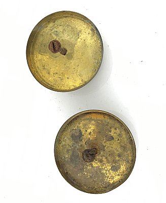 Vintage Pair of Oversized Mid-Century Brass Cabinet Knobs with Back Plates