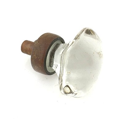 Antique Single Hexagon Glass Cabinet Knob Brass Base