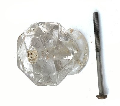 Antique Large Faceted Empire Style Glass Cabinet Knob