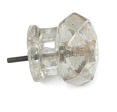Antique Large Faceted Empire Style Glass Cabinet Knob