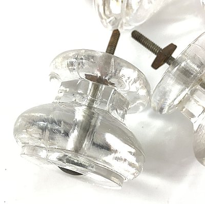 Set of 4 Antique Empire Style Pressed Sandwich Glass Cabinet Knobs - Circa 1860