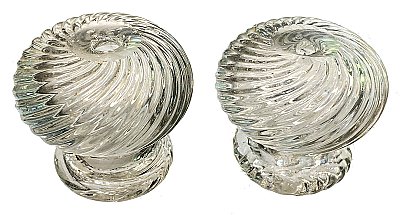 Pair of Large Antique Blown Glass Swirl Cabinet Knobs - Circa 1830