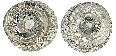 Pair of Large Antique Blown Glass Swirl Cabinet Knobs - Circa 1830