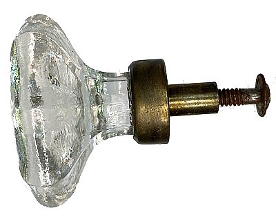 Antique Large Bronze and Octagonal Glass Cabinet Knob - Circa 1910