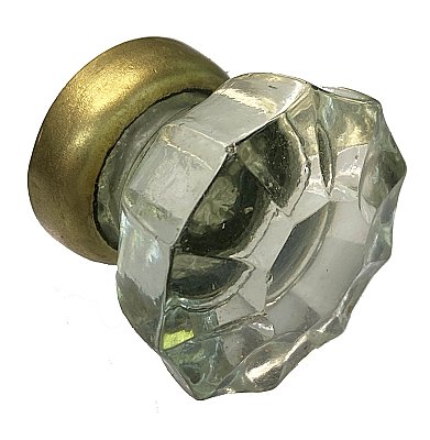 Antique Bronze and Glass Fluted Cabinet Knob - Circa 1900