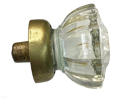 Antique Bronze and Glass Fluted Cabinet Knob - Circa 1900