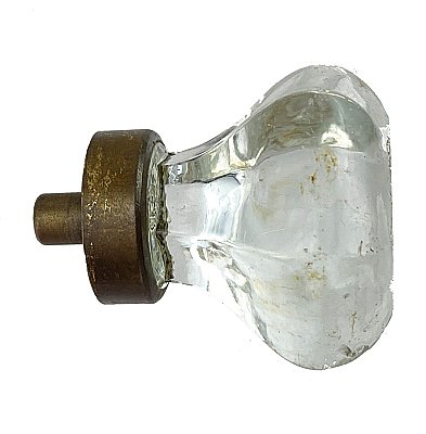 Antique Bronze and Hexagonal Glass Cabinet Knob - Circa 1910