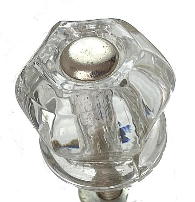Antique Hexagonal Glass Cabinet Knob - Circa 1920