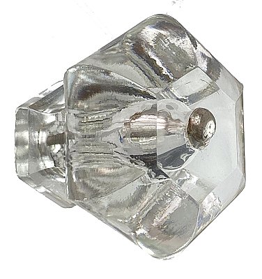 Antique Large Hexagonal Glass Cabinet Knob - Circa 1920