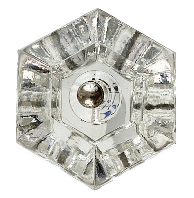 Antique Large Hexagonal Glass Cabinet Knob - Circa 1920